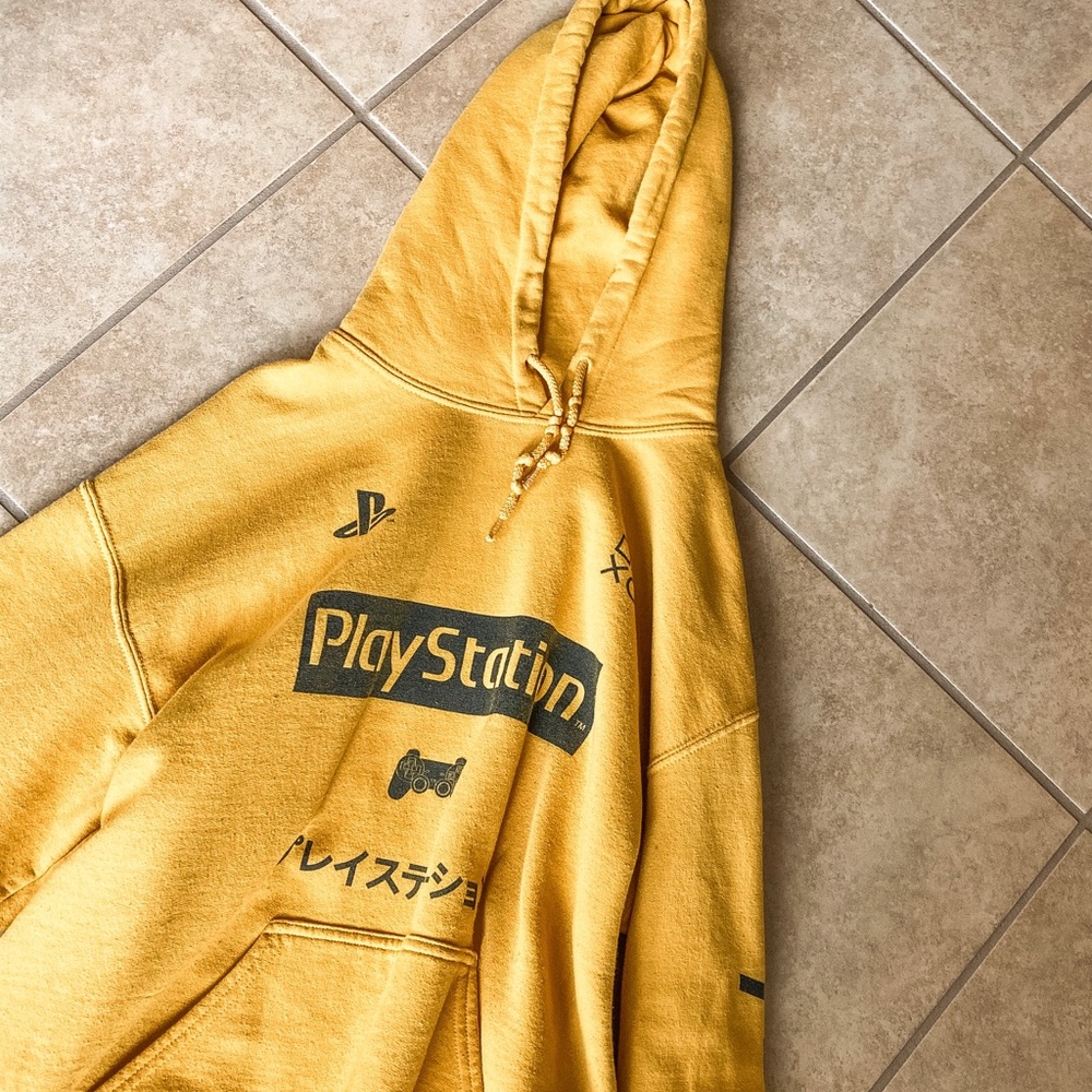 mustard yellow playstation hoodie